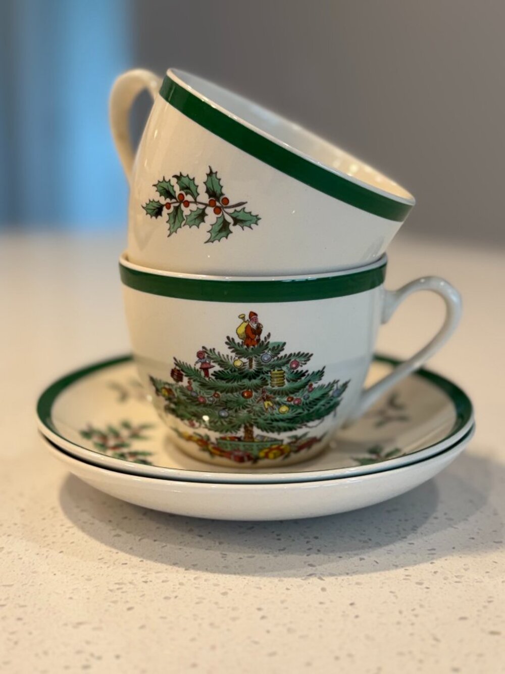 Spode Christmas Tree Cup & Saucer Set of 2